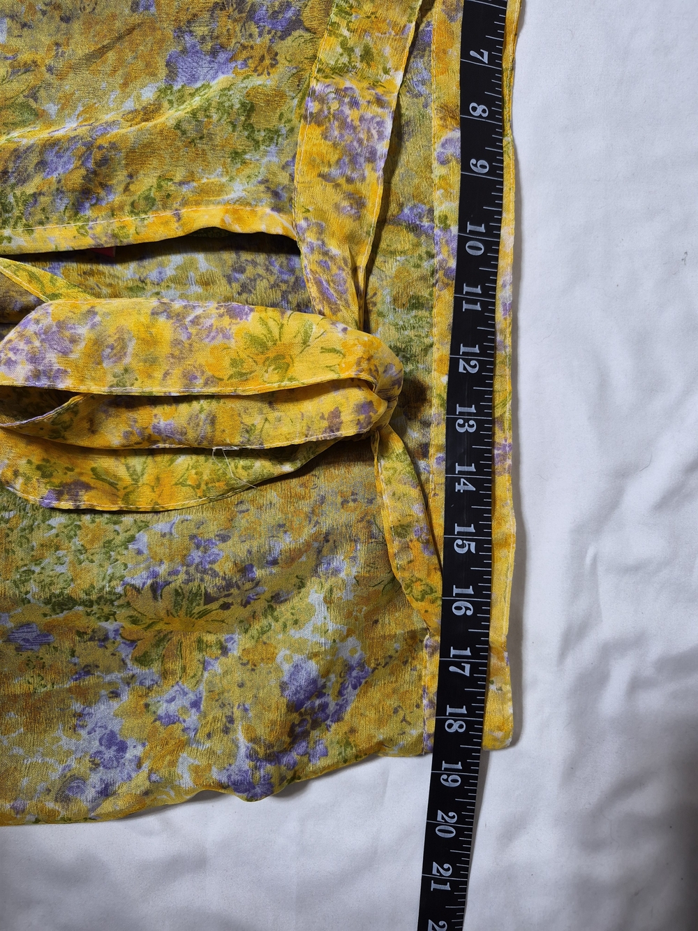 WEVEZ Silk Wrap Maxi Skirt XL Floral Boho Mixed Print Yellow Green - Picture 5 of 6
